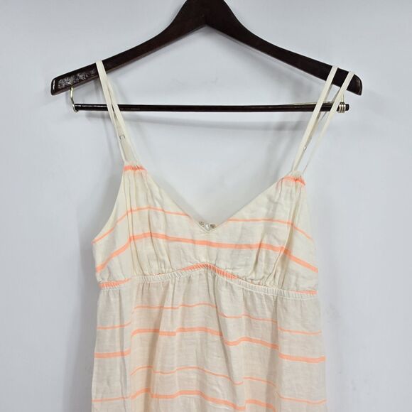 J.CREW Dresses & Skirts - J Crew Maxi Dress Beige & Orange Striped Pretty Linen  S Preppy New Beach Travel